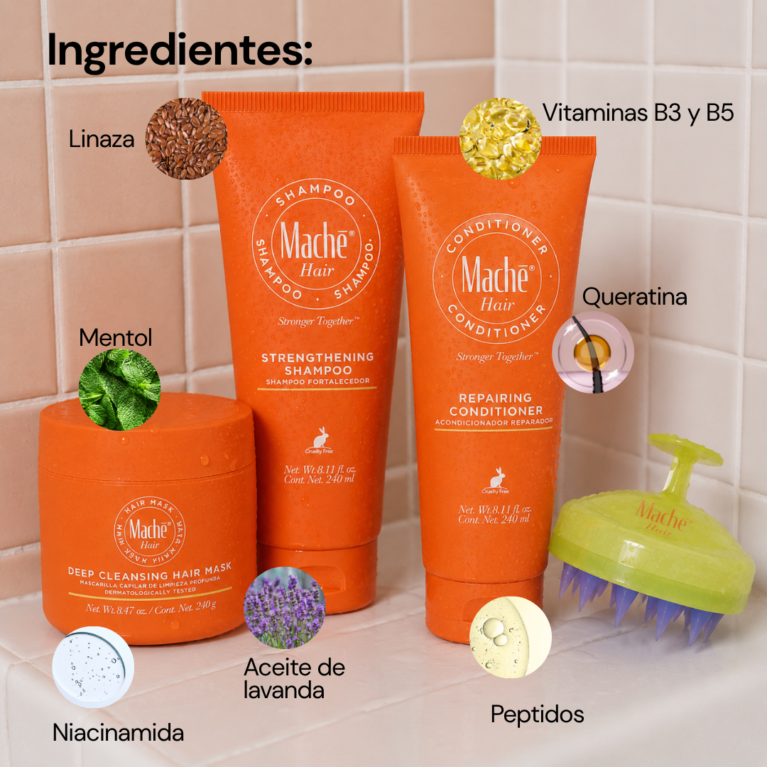 Kit Machē Full Hair Routine | Recupera la fuerza y densidad de tu cabello después del embarazo