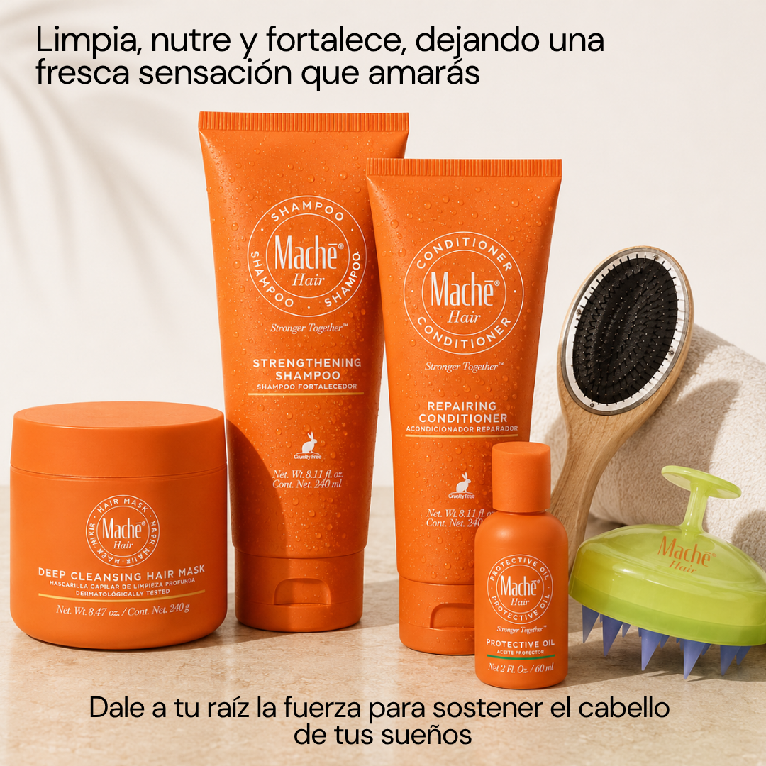 Kit Machē Full Hair Routine | El ritual que restaura, purifica y renueva tu cabello desde la raíz